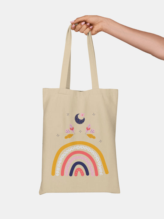 Pastel Rainbow - Casual Tote Bag Canvas Off White