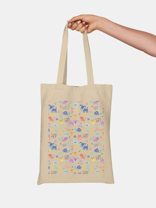Pawsome Pals - Casual Tote Bag Canvas Off White