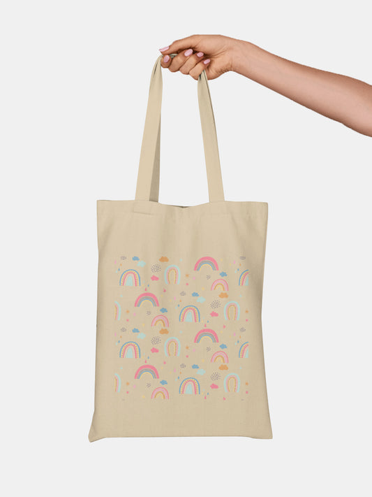Sky Critters Pattern - Casual Tote Bag Canvas Off White