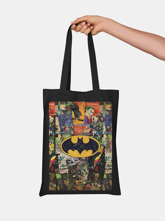 Comic Bat Casual Tote Bag - Polycotton - Black