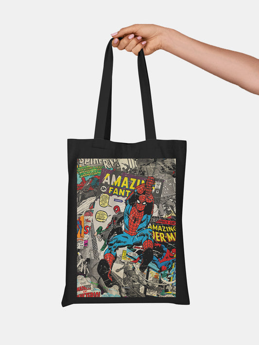 Comic Spidey Casual Tote Bag - Polycotton - Black