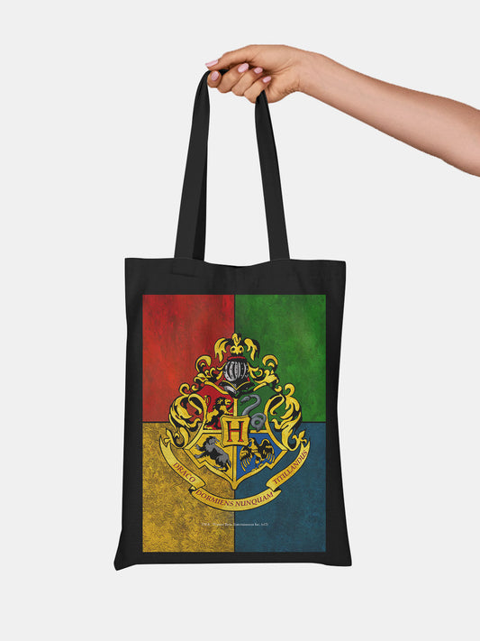 Hogwarts Sigil Casual Tote Bag - Polycotton - Black