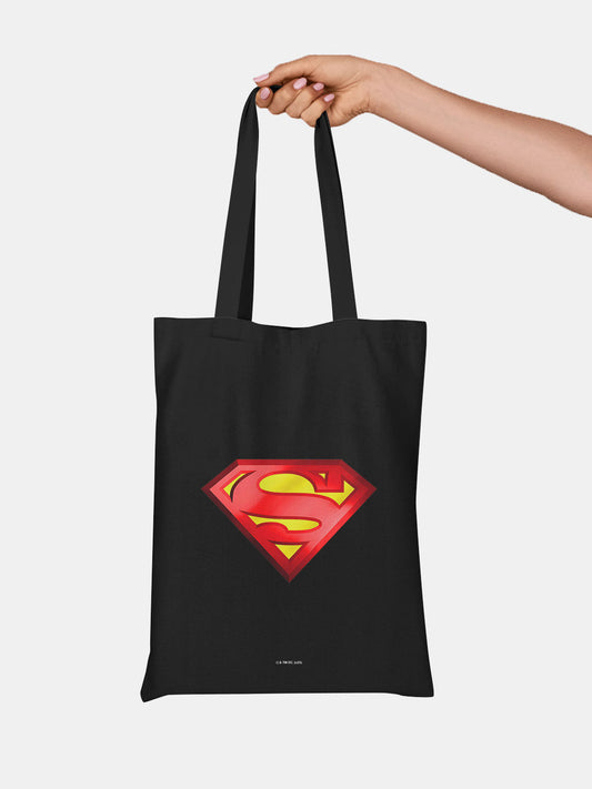 Logo Superman Casual Tote Bag - Polycotton - Black