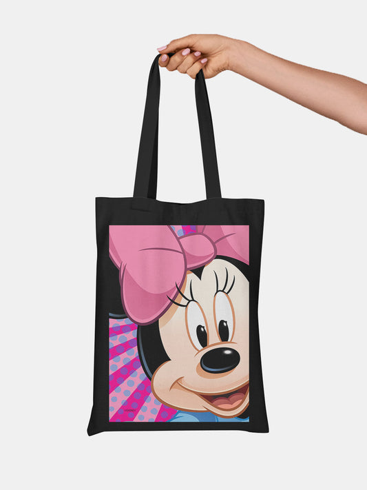 Zoom Up Minnie Casual Tote Bag - Polycotton - Black