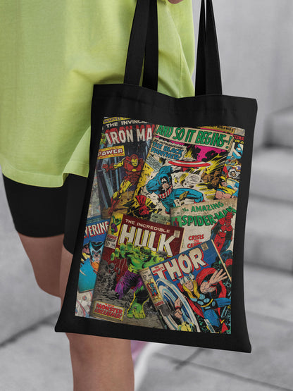 Marvel Comics Collection Casual Tote Bag - Polycotton - Black