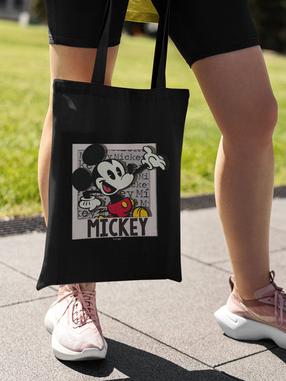 Hello Mr Mickey Casual Tote Bag - Polycotton - Black