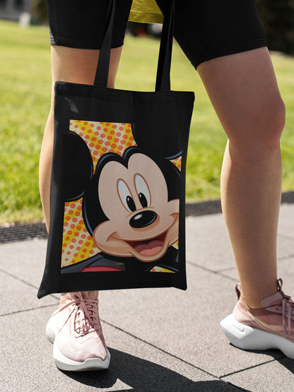 Zoom Up Mickey Casual Tote Bag - Polycotton - Black