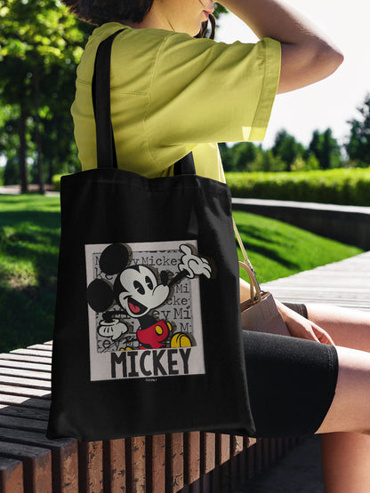 Hello Mr Mickey Casual Tote Bag - Polycotton - Black