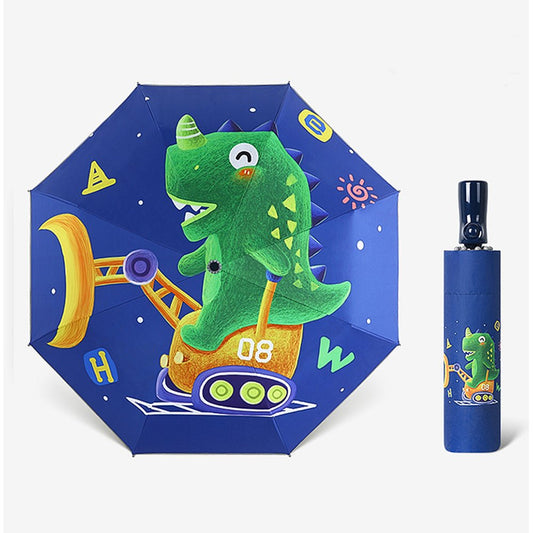 Little Surprise Box, 3 Fold Dump Truck Dino theme Rain & All Season Umbrella for Kids