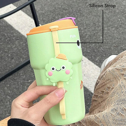 Little Surprise Box Fun Emoji Mint Green Vacuum Insulated Stainless Steel Coffee/Water/Tea Travel Tumbler For Kids & Adults, 450 Ml