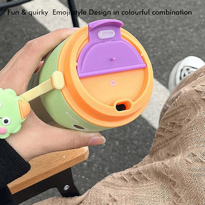 Little Surprise Box Fun Emoji Mint Green Vacuum Insulated Stainless Steel Coffee/Water/Tea Travel Tumbler For Kids & Adults, 450 Ml