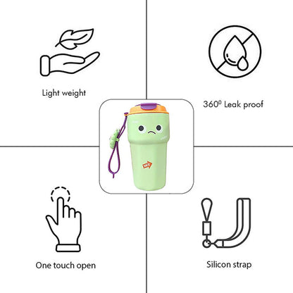 Little Surprise Box Fun Emoji Mint Green Vacuum Insulated Stainless Steel Coffee/Water/Tea Travel Tumbler For Kids & Adults, 450 Ml
