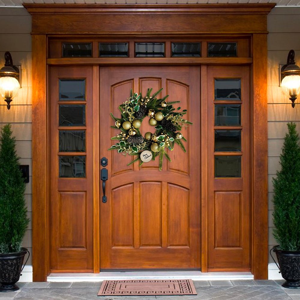 Gold Wooden Merry Christmas Artifical Wreath for Wall,Door and Tree Décor - Little Surprise BoxGold Wooden Merry Christmas Artifical Wreath for Wall,Door and Tree Décor