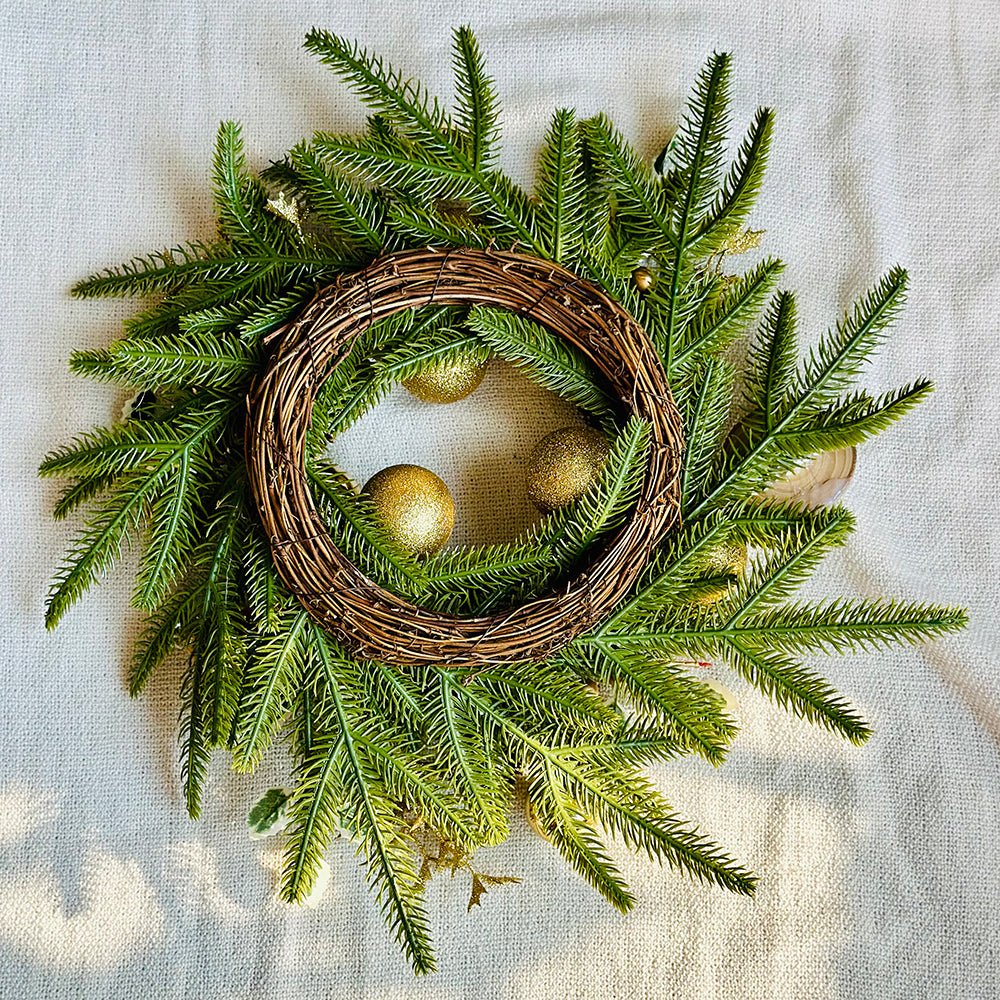 Gold Wooden Merry Christmas Artifical Wreath for Wall,Door and Tree Décor - Little Surprise BoxGold Wooden Merry Christmas Artifical Wreath for Wall,Door and Tree Décor