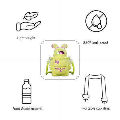 Little Surprise Box Green Alien Spaceship Stainless Steel Water Bottle For Kids, 470 Ml