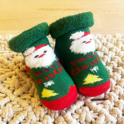 Green Santa Christmas Socks for infant, 0-12 months