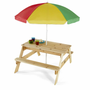 Plum Rectangular Picnic table with Parasol (Natural) | Purchase Table & Get Free Interactive Toy