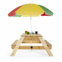 Plum Rectangular Picnic table with Parasol (Natural) | Purchase Table & Get Free Interactive Toy