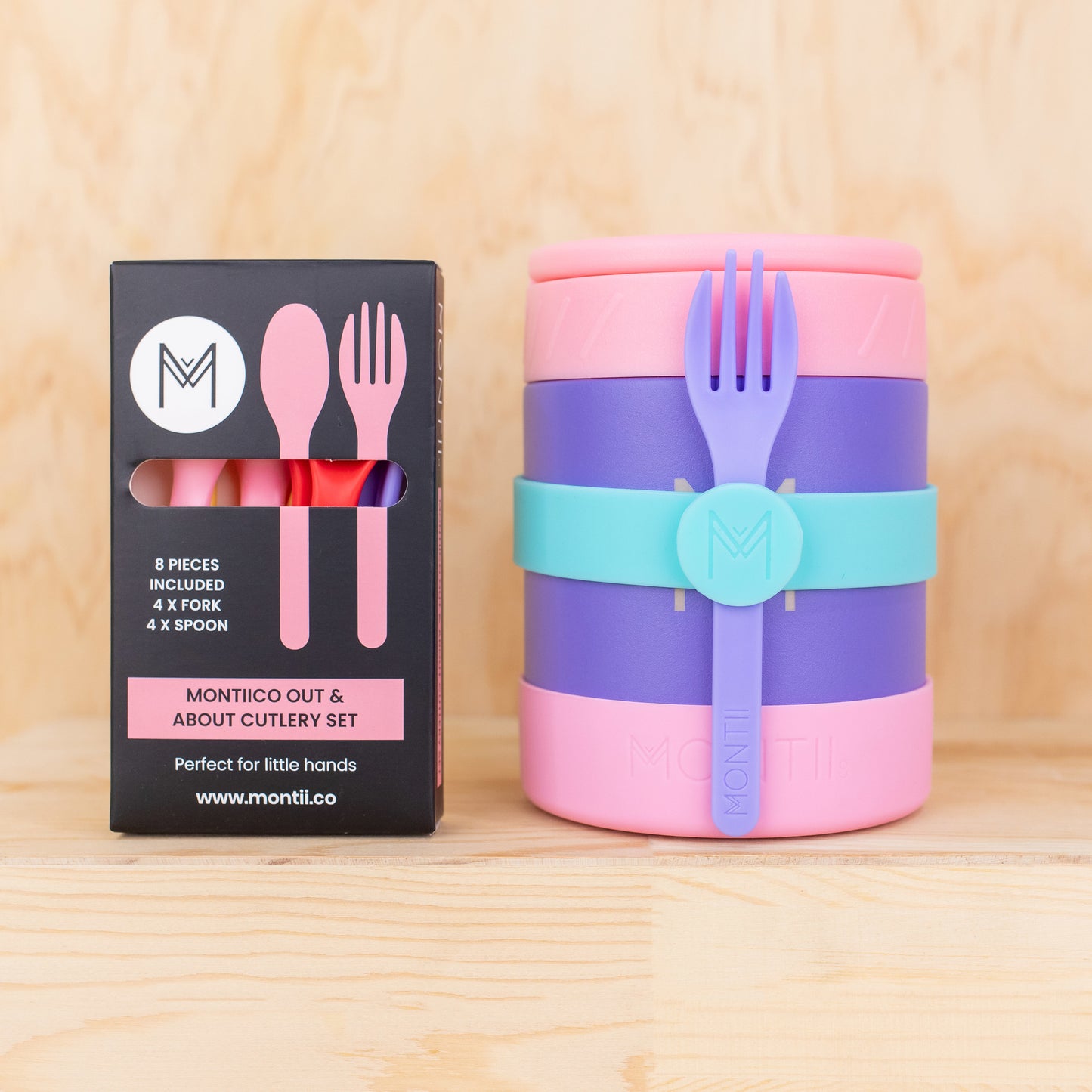 MontiiCo Out & About Cutlery Set - Strawberry