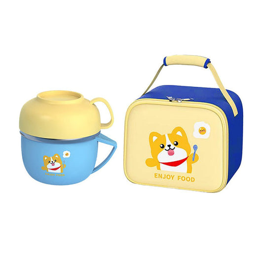 Little Surprise Box Light Blue small size, Foxy Dual Handle Soup and Noodles Lunch Box with matching Cover