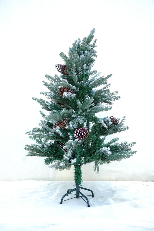 SWEN 4 feet BALSAM christmas tree with light frosting and large pine cones