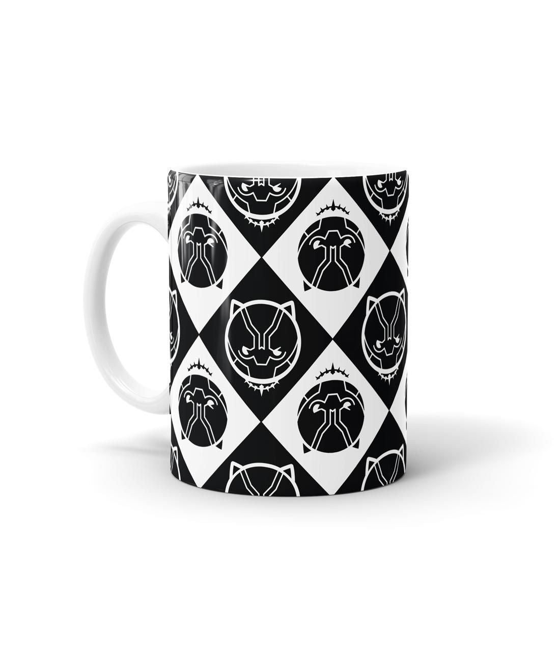 Black Panther Kawaii Pattern - Coffee Mugs White