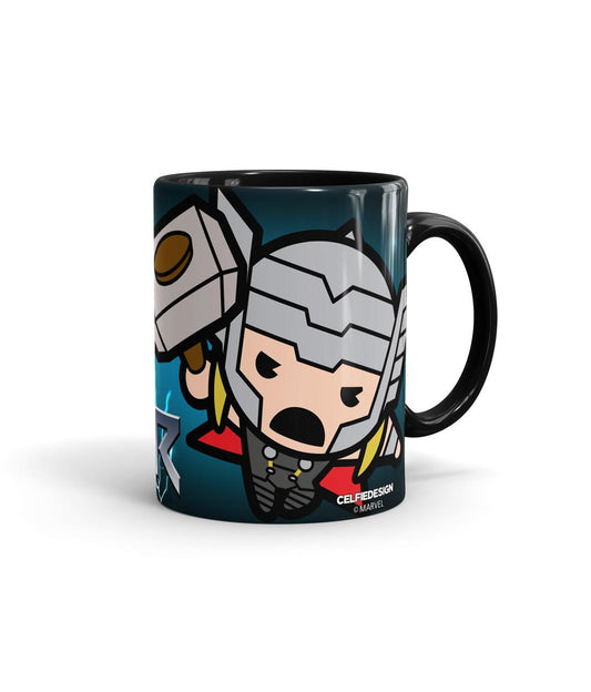 Thunderous Thor Kawaii - Coffee Mugs Black