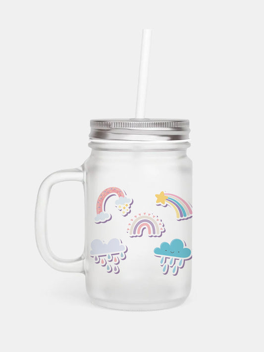 Happy Clouds - Mason Jar Frosted Glass 325 ml