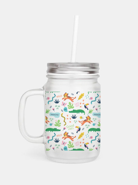 Tropical Paradise - Mason Jar Frosted Glass 325 ml