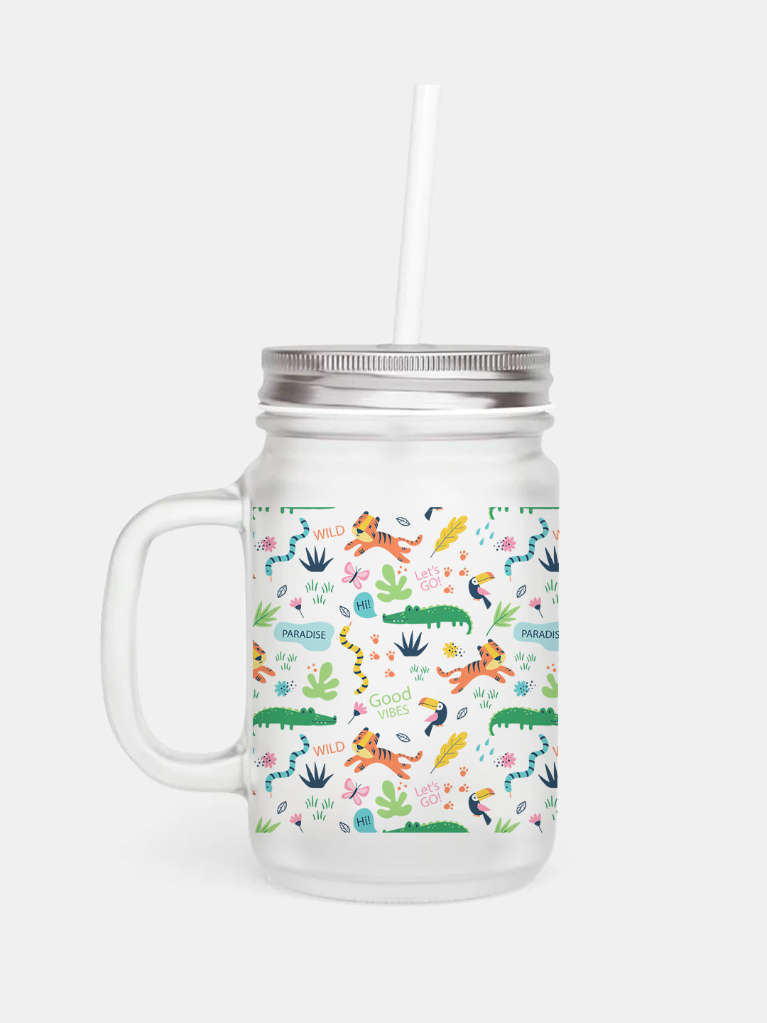 Tropical Paradise - Mason Jar Frosted Glass 325 ml