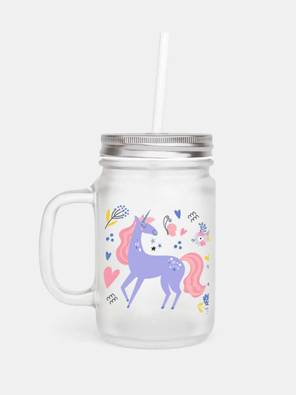 BKC Magical Unicorn - Mason Jar Frosted Glass 325 ml