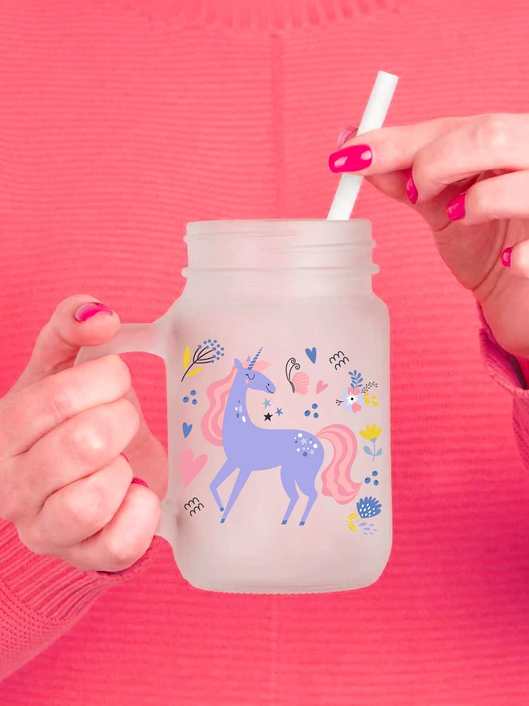 BKC Magical Unicorn - Mason Jar Frosted Glass 325 ml