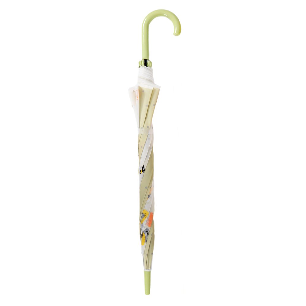 Little Surprise Box, Olive Green, Translucent Rock and Roll Kelly Jo Teddy print with polka dots, Rain and All-season Umbrella for Kids & Adults.