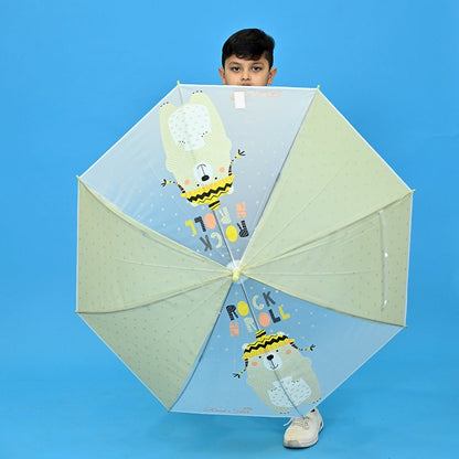 Little Surprise Box, Olive Green, Translucent Rock and Roll Kelly Jo Teddy print with polka dots, Rain and All-season Umbrella for Kids & Adults.