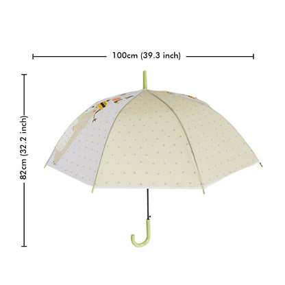 Little Surprise Box, Olive Green, Translucent Rock and Roll Kelly Jo Teddy print with polka dots, Rain and All-season Umbrella for Kids & Adults.