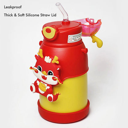 Little Surprise Box Orange Lucky Dragon Theme Kids Water Bottle, 500 Ml