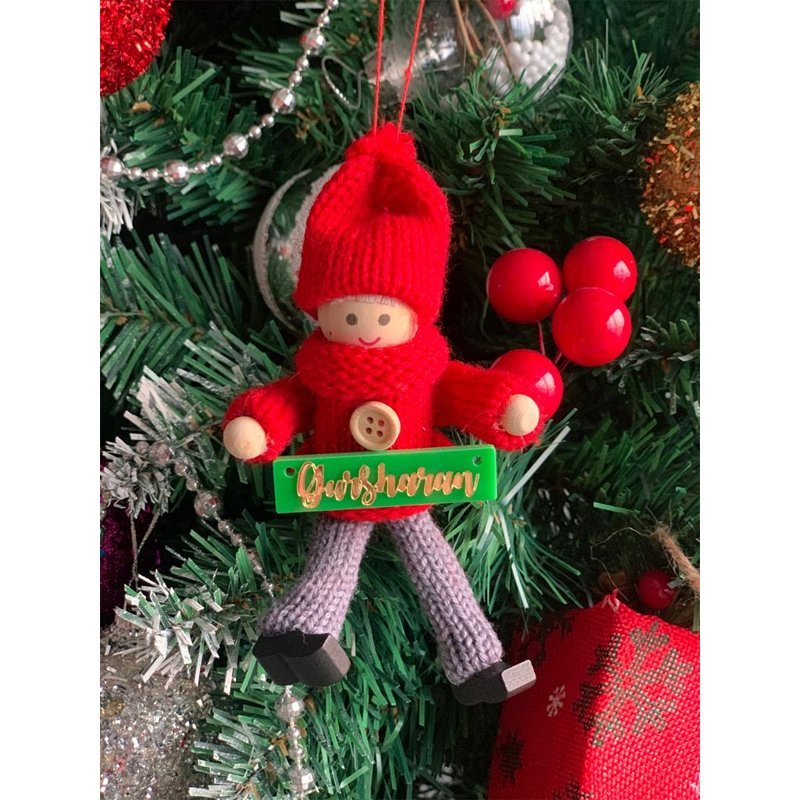 Personalized Red Turtleneck Sweater Wooden Doll - Boy Tree Ornament - Little Surprise BoxPersonalized Red Turtleneck Sweater Wooden Doll - Boy Tree Ornament