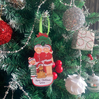 Personalized Wooden Family Tree Ornament (Family of 3) with a Pet - Little Surprise BoxPersonalized Wooden Family Tree Ornament (Family of 3) with a Pet