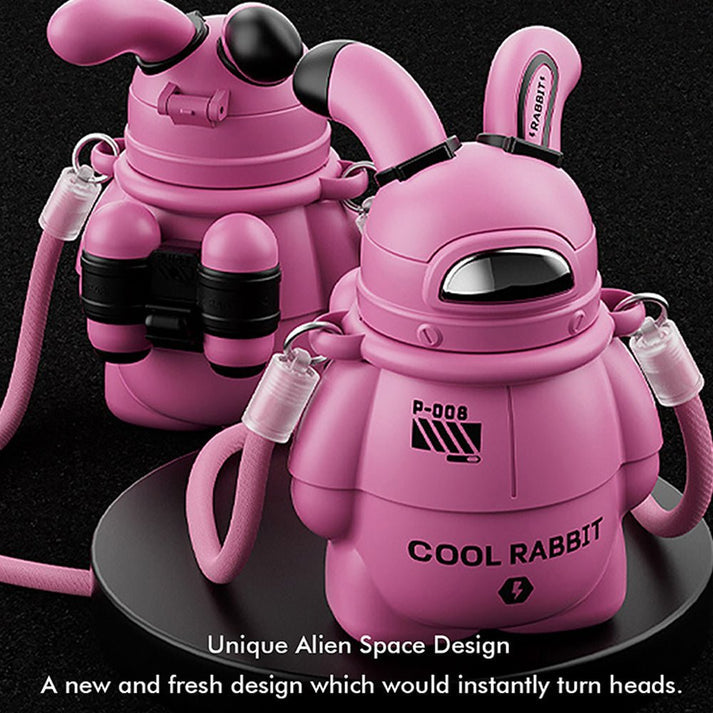 Little Surprise Box Pink Alien Spaceship Stainless Steel Water Bottle For Kids, 470 Ml