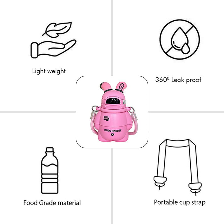 Little Surprise Box Pink Alien Spaceship Stainless Steel Water Bottle For Kids, 470 Ml