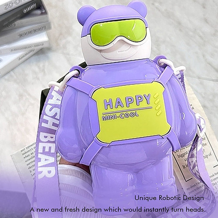 Little Surprise Box Purple Happy Ted Stainless Steel Water Bottle For Kids, 450 Ml
