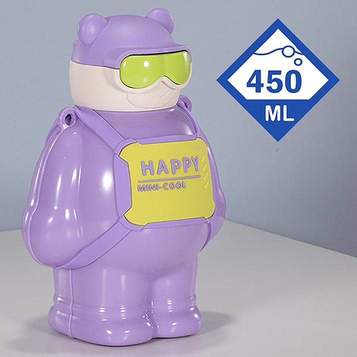 Little Surprise Box Purple Happy Ted Stainless Steel Water Bottle For Kids, 450 Ml