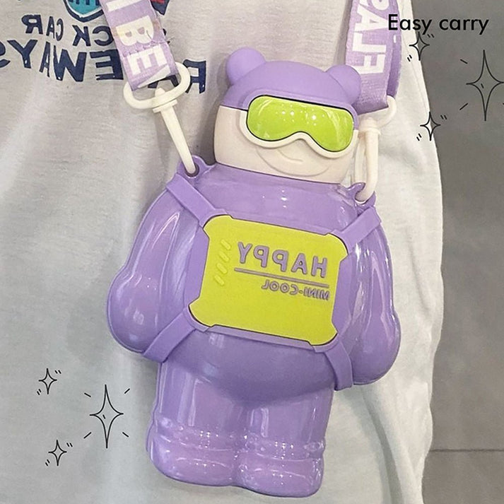 Little Surprise Box Purple Happy Ted Stainless Steel Water Bottle For Kids, 450 Ml