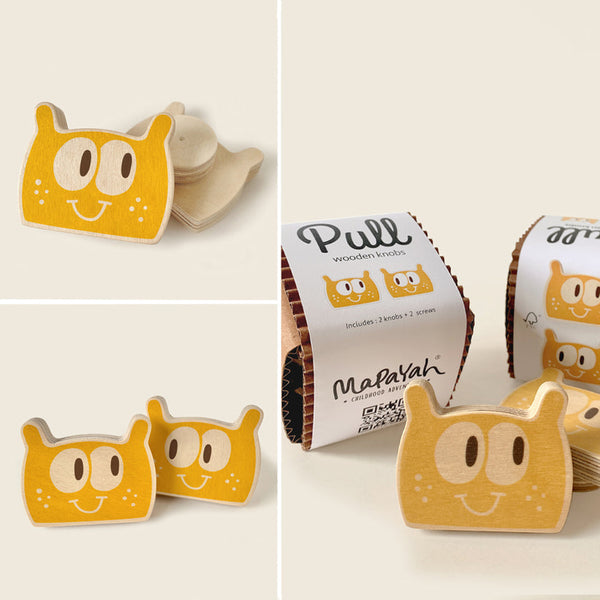 PULL - Wooden Knobs - Toon Yellow (Shaped)