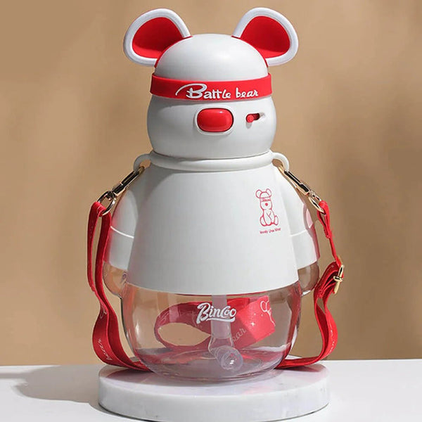 Little Surprise Box White, Kelly Jo Bear water bottle for Kids and Adults, 1100 ML, Red