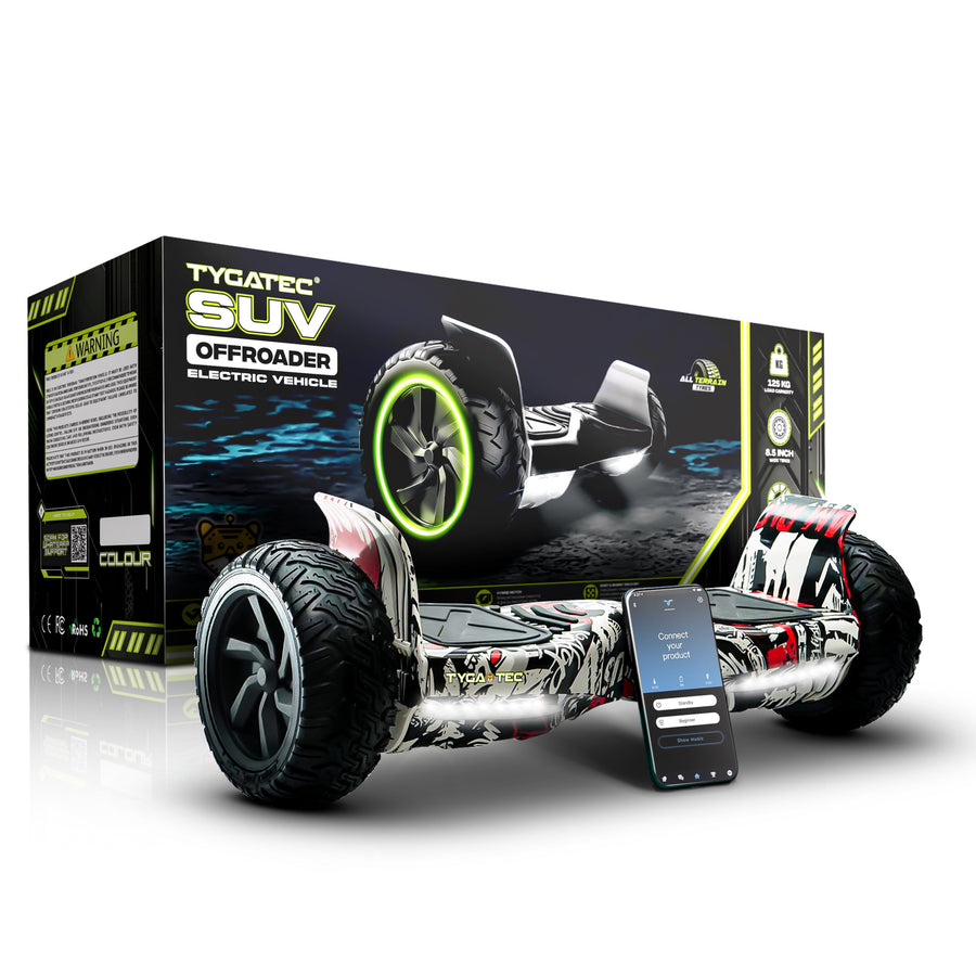 TYGATEC T6 Plus Off-Road SUV Hoverboard (APP CONNECTIVITY - White Multi Color)