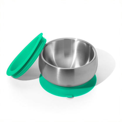 Avanchy Stainless Steel Baby Bowl with Lid - Green