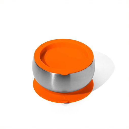 Avanchy Stainless Steel Baby Bowl with Lid - Orange