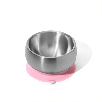 Avanchy Stainless Steel Baby Bowl with Lid - Pink