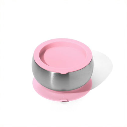 Avanchy Stainless Steel Baby Bowl with Lid - Pink